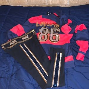 OUTFIT SET- “PINK” Victoria secret bling jacket & leggings ‼️READ DESCRIPTION ‼️
